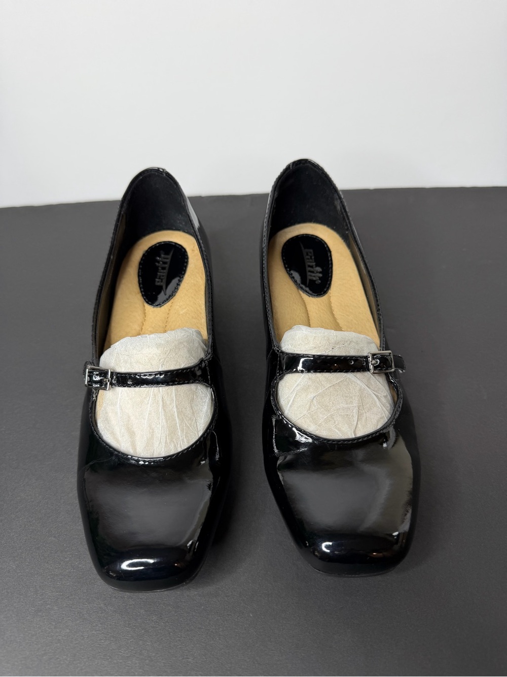 Earth Black Patent Mary Jane Flats with Buckle